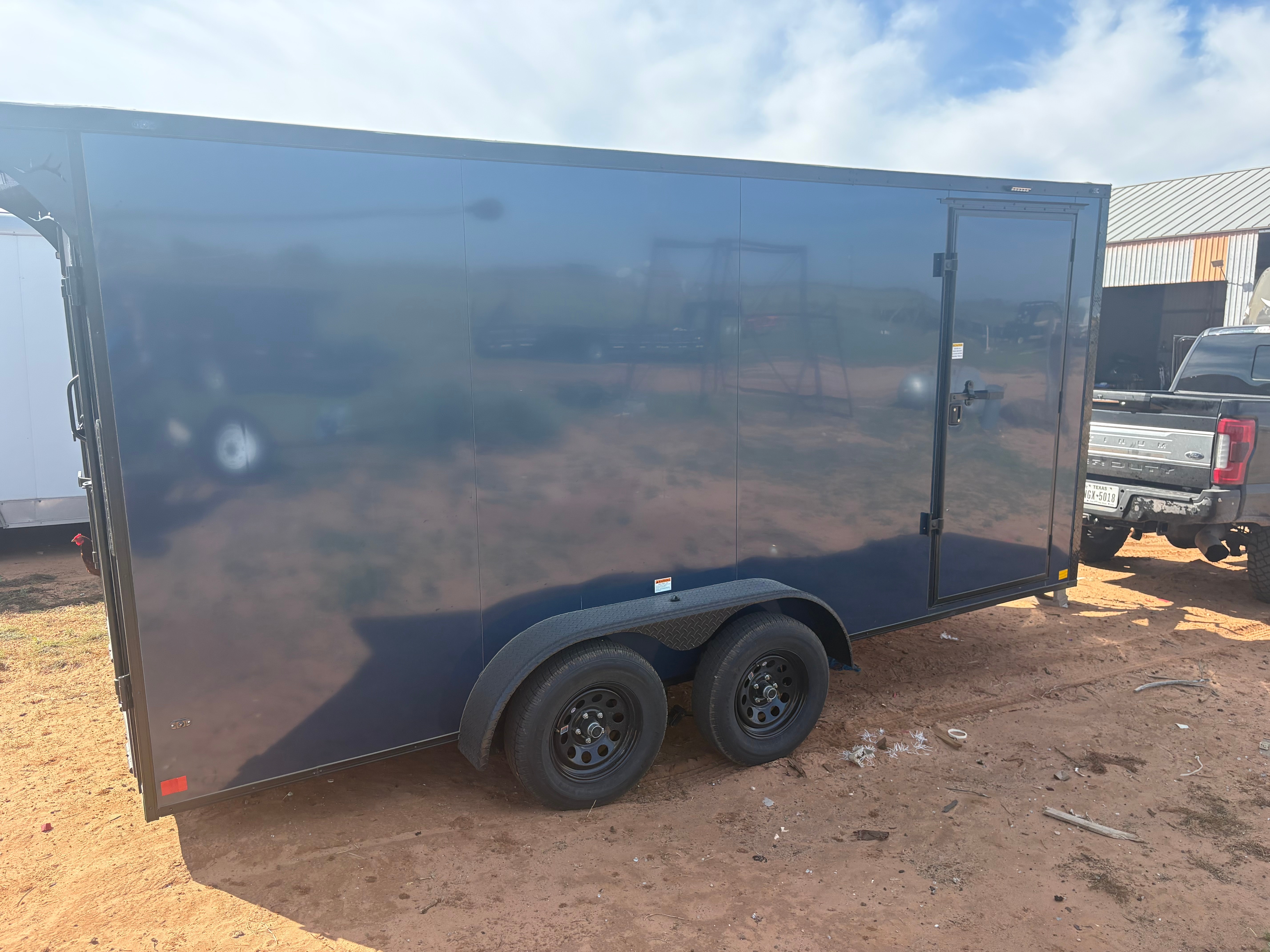 7x16 Enclosed Trailer - Blue rental photo 2 - Wade Rental LLC Midland TX